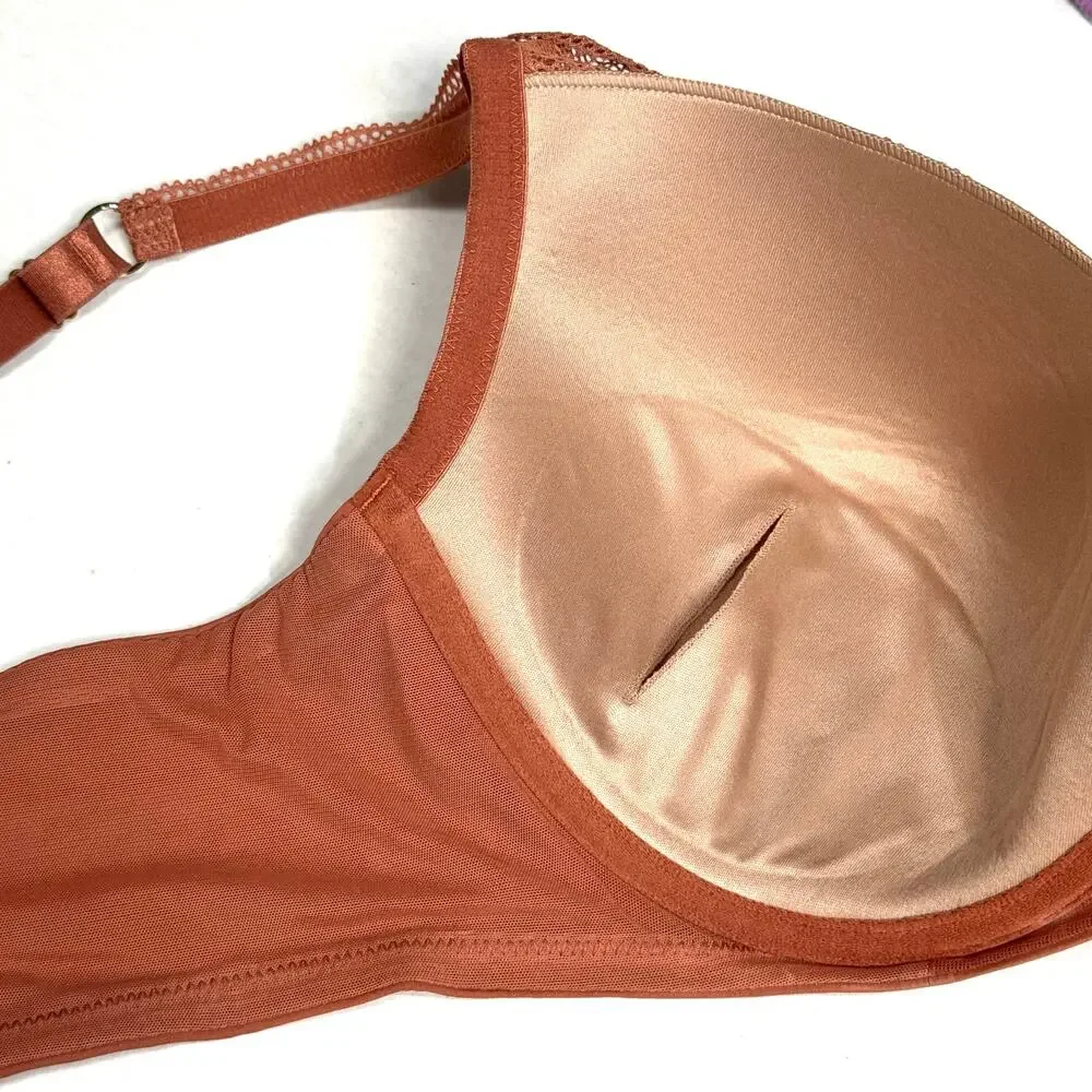 ThirdLove Graphic Lace Plunge Underwire Foam Molded Cups Bra Clay Rust Women 40D